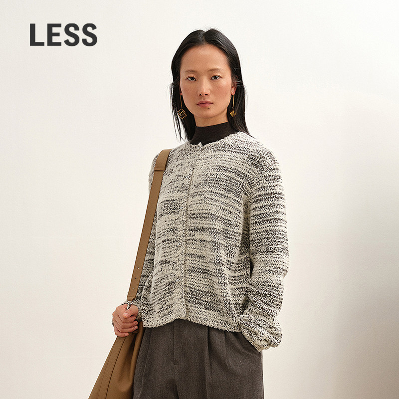 【商场同款】LESS2025年冬新款圆领H型时尚休闲开襟毛衫2P0315200