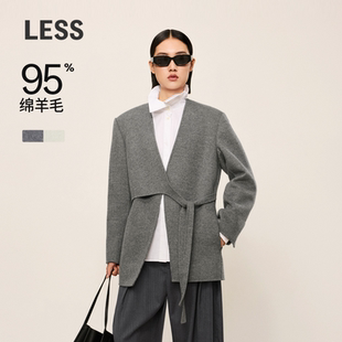 羊毛大衣休闲设计感毛呢西服外套2N0713070 LESS冬季