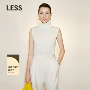 LESS春季绵羊毛内搭气质修身高领无袖针织背心女含羊绒2N2311380