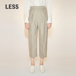 子女休闲简约锥形高腰八分萝卜裤 2N3E11890 绵羊毛裤 LESS春季