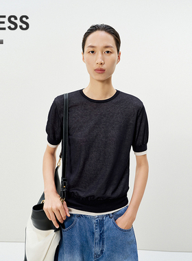 【商场同款】LESS2025年夏新款圆领直筒短袖套头毛衫2P4311220