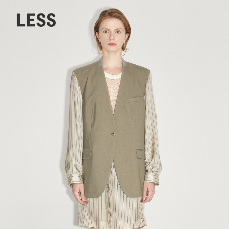 【LESS×Samuel】LESS拼接条纹设计感复古西装2M7700740,女装/女士精品,西装,淘宝优惠券,粉丝福利购,淘宝优惠卷