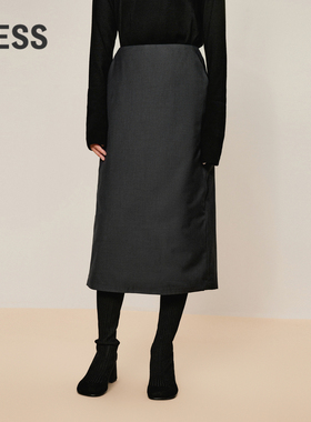 LESS冬休闲羽绒中长款半身裙通勤风直筒腰裙女2OAD10700