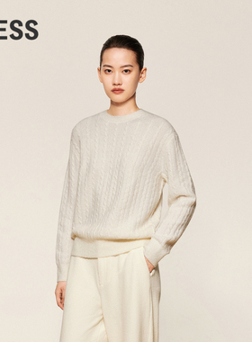 LESS冬绵羊毛休闲简约通勤风针织衫圆领长袖套头毛衫女2OA311610
