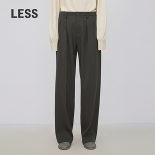 2N0E13340 裤 LESS绵羊毛裤 子女简约休闲宽松直筒西装
