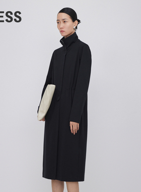 LESS冬简约立领长袖直筒风衣式连衣裙2N0G12860