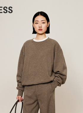 LESS冬简约圆领宽松休闲上衣时尚通勤风套头卫衣女2OA413300