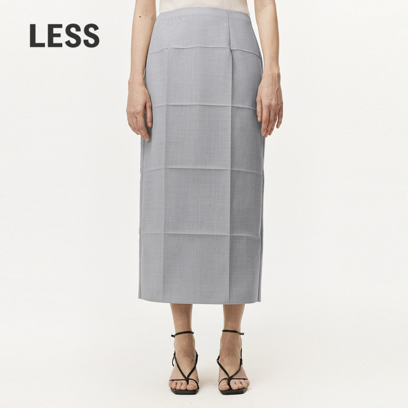 【精工系列】LESS春方格立体褶艺术感气质风休闲半身裙2O2D1