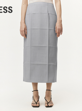 【精工系列】LESS春方格立体褶艺术感气质风休闲半身裙2O2D10100
