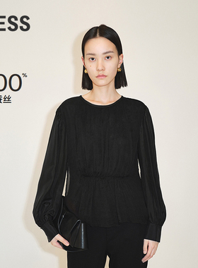 LESS桑蚕真丝衬衣女法式设计感衬衫2N1210060
