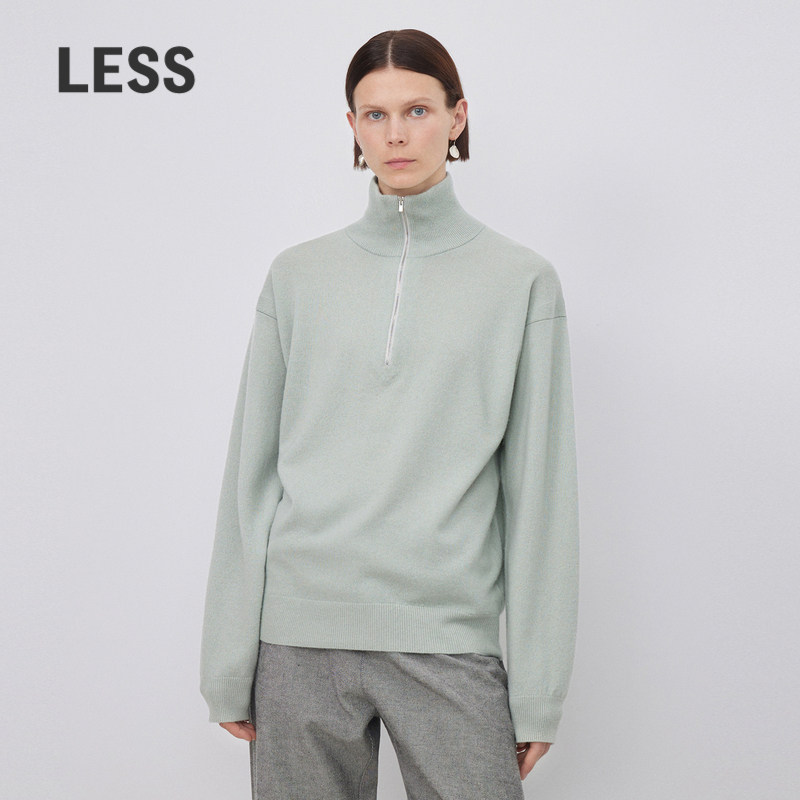 【0压系列】LESS秋冬半高领羊绒衫女翻领拉链套头针织衫2N03