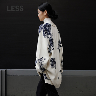 美丽诺羊毛针织衫 精工系列 LESS春季 2N1313940 女撞色提花开衫