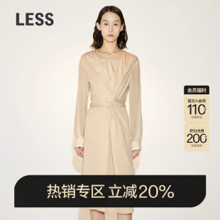 LESS春季 系带收腰假两件连衣裙2N3G13110 裙子女气质修身