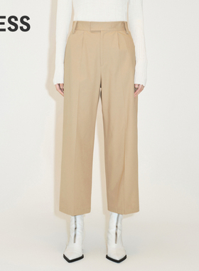 LESS时尚裤子女简约宽松休闲高腰七分直筒裤2M0E12550