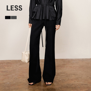 女2O7E10220 通勤风绵羊毛喇叭裤 LESS秋简约褶皱休闲长裤 时尚