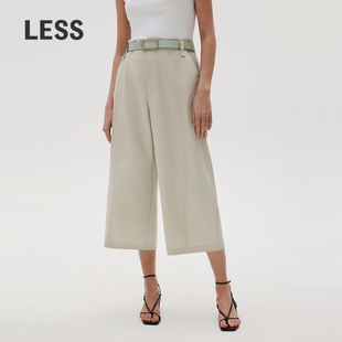 子女高腰直筒宽松七分休闲裤 2N6E24120 棉质裤 LESS夏季