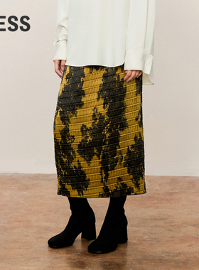 【精工系列】LESS秋直筒长款半身裙印花设计感时尚腰裙2O9D10680