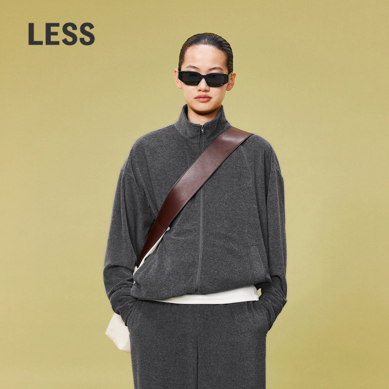 【0压系列】LESS春双拉链卫衣毛巾布立领宽松休闲外套2O2412100