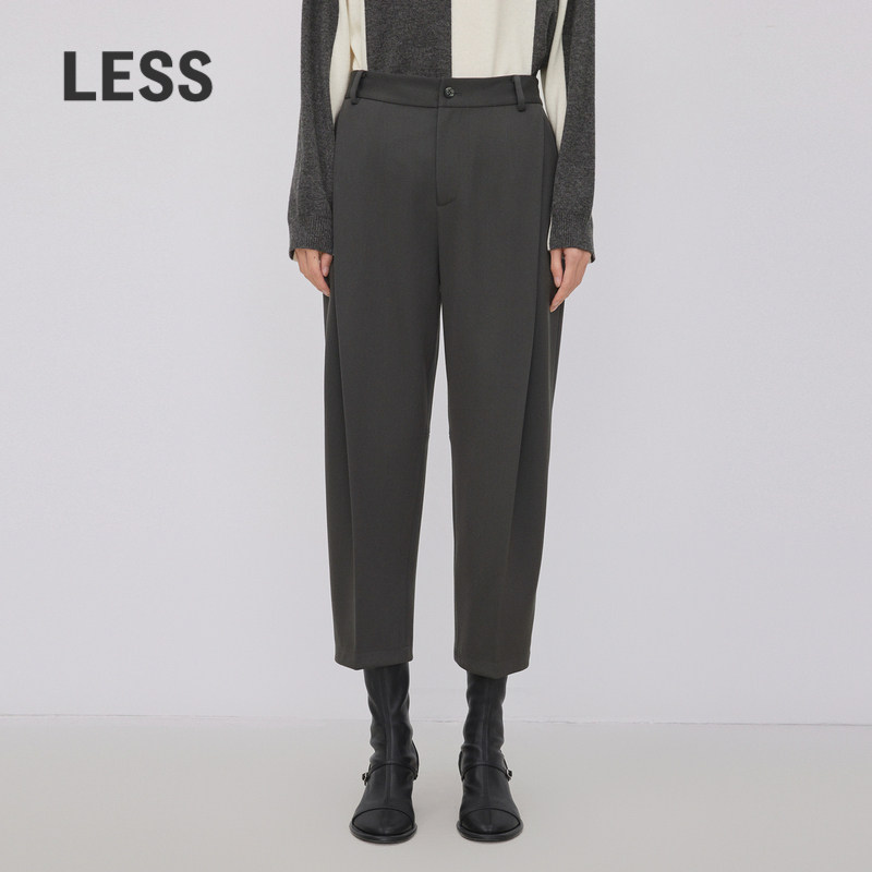 LESS绵羊毛休闲锥形九分裤
