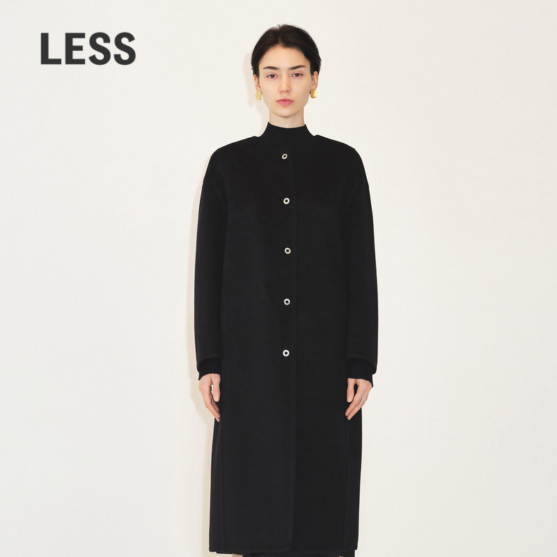 LESS冬季大衣女气质简约优雅宽松长款毛呢外套含牦牛绒2M081