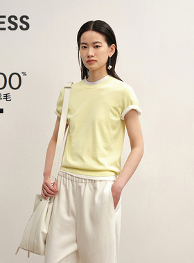 【商场同款/0压系列】LESS2025秋新羊毛薄款短袖针织衫2P7318280