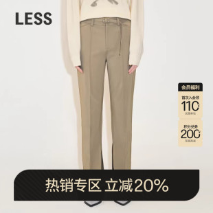 长裤 LESS春季 脚开叉直筒休闲西装 子女复古高腰显瘦裤 2N1E10930 裤