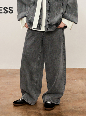 LESS秋直筒含棉休闲简约长裤设计感时尚水洗牛仔裤女2O8E13080