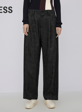 【精工系列】LESS春秋绵羊毛裤子女暗纹提花直筒休闲裤2N9E11780