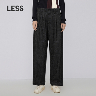 子女暗纹提花直筒休闲裤 LESS春秋绵羊毛裤 2N9E11780 精工系列