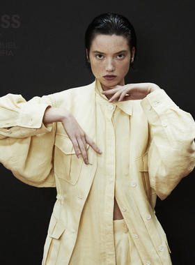 【LESSxSamuel】苎麻长款宽松感长袖衬衫连衣裙风衣2N7911840