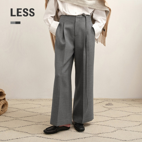 LESS冬休闲通勤复古阔腿西装裤含绵羊毛女2PBE17420