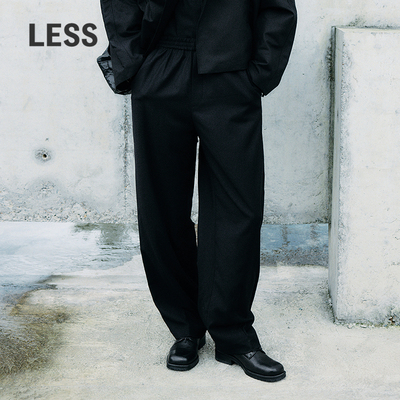 LESS秋季休闲简约时尚长裤设计感宽松绵羊毛阔腿裤女2O9E12720
