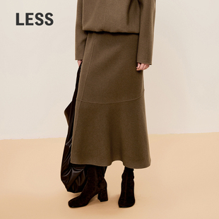 LESS冬绵羊毛复古长款 半身裙休闲通勤风鱼尾腰裙女2OAD12280
