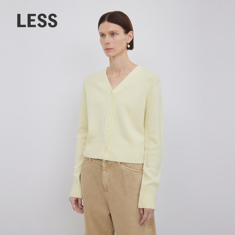 LESS绵羊毛修身短款开襟毛衫