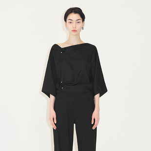 气质宽松小众设计感七分袖 女法式 衬衣2M7212190 衬衫 LESS新中式