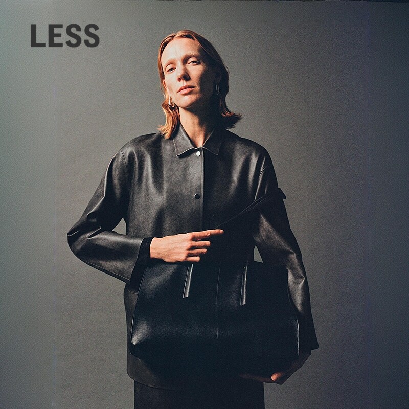 【商场同款/精工系列】LESS2026年春新款翻领皮衣外套2Q1