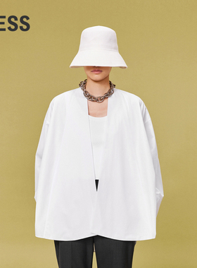 LESS新中式外套女休闲宽松白色廓形A版气质简约衬衫夹克2O4611500