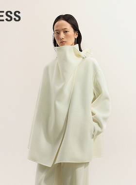 【商场同款】LESS2025年冬新款宽松立领中长款呢大衣2PA81516H