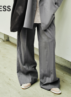 【LESSxSamuel】春宽松时髦压褶设计慵懒松弛直筒西装裤2O2E10370