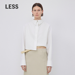 2N8210900 衬衫 LES春秋棉质衬衣女休闲简约暗扣截短款 长袖