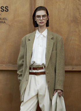 【LESSxSamuel】冬季羊毛大衣女复古休闲毛呢西服外套2N0712020