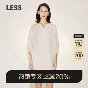 LESS夏季 连衣裙2N4G13510 桑蚕真丝裙子女简约休闲宽松套头中袖