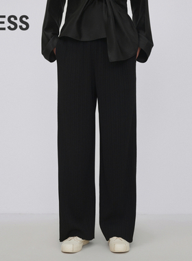 LESS春秋裤子女简约休闲宽松直筒垂感针织长裤2N8E11060