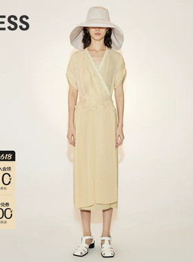 【精工系列】LESS夏季裙子女气质法式压褶衬衫连衣裙2N5G12690