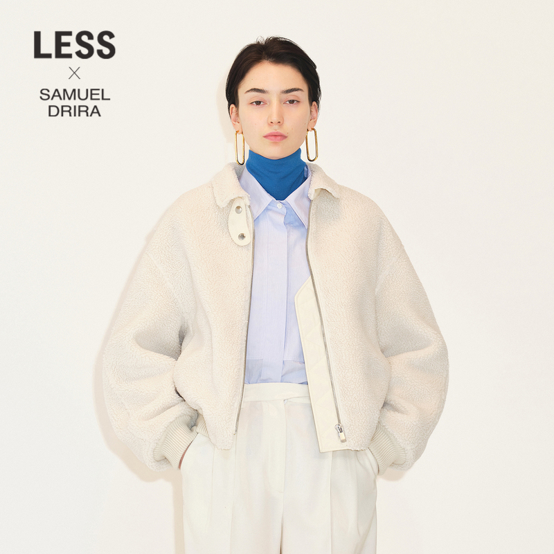 LESS时尚短款翻领仿皮草外套