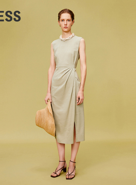 LESS夏季休闲简约无袖不对称设计感优雅礼服式连衣裙2O5G11380