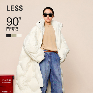 【SAMUEL系列】LESS冬简约超长款长袖连帽羽绒服女2OAC12010