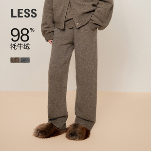 简约通勤风直筒裤 LESS冬牦牛绒休闲长裤 女2OAE12030 0压系列