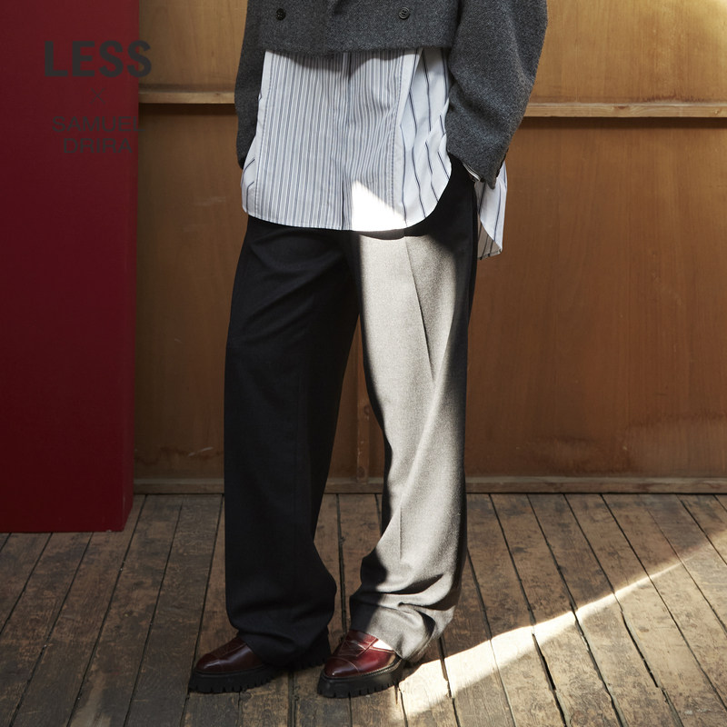 【LESSxSamuel】绵羊毛简约休闲直筒西装裤2NBE10520