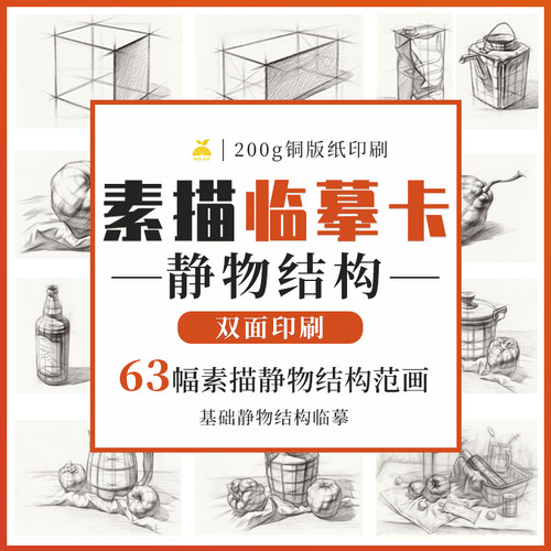 励尚文化素描静物结构临摹卡片